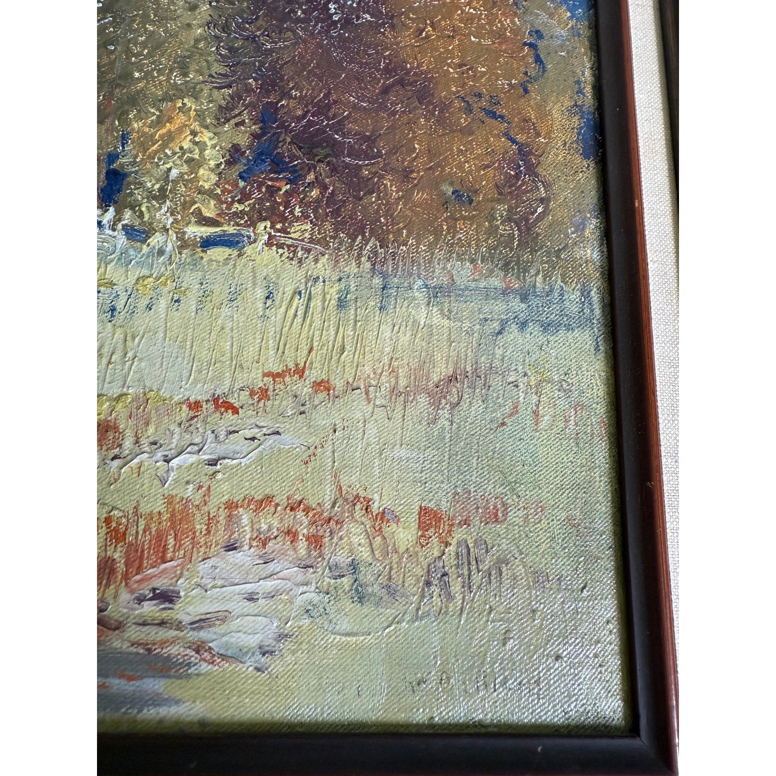 Vintage Antique Ernest Fredericks Oil On Canvas Countryside Painting