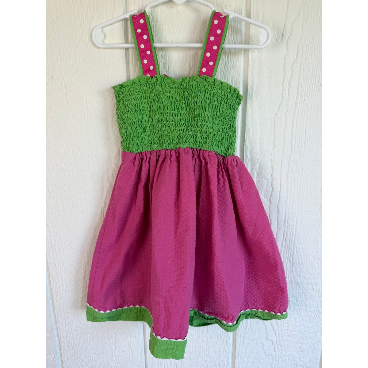 Vintage Rare Editions Girls 4T Watermelon Dress Pink Smocked Summer Sundress