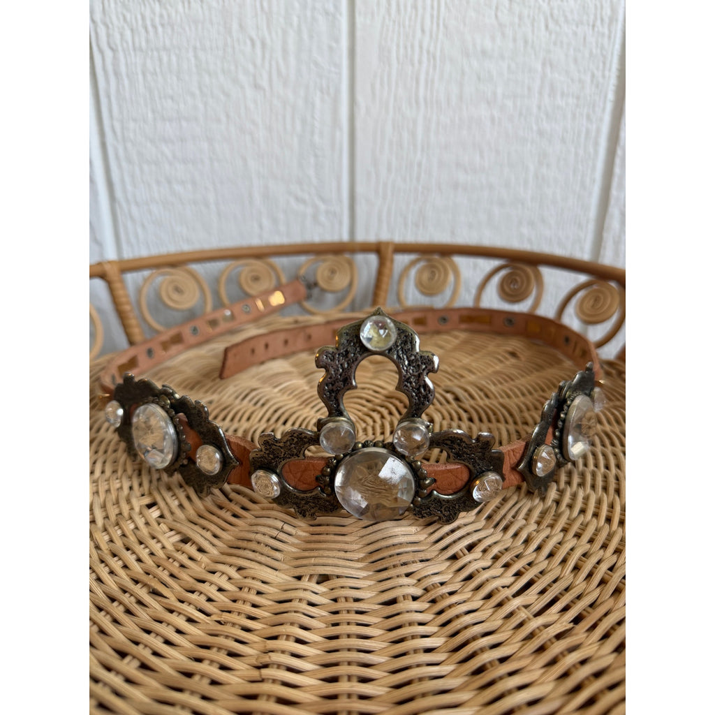 Vintage José Cotel Rhinestone Leather Belt