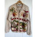 Vintage 90s Tiara International Chunky Knit Cottage Sweater Fall Scenic Large