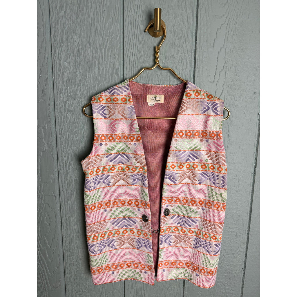 Vintage 90s Aztec Western Boho Vest Prior Westerns Denver