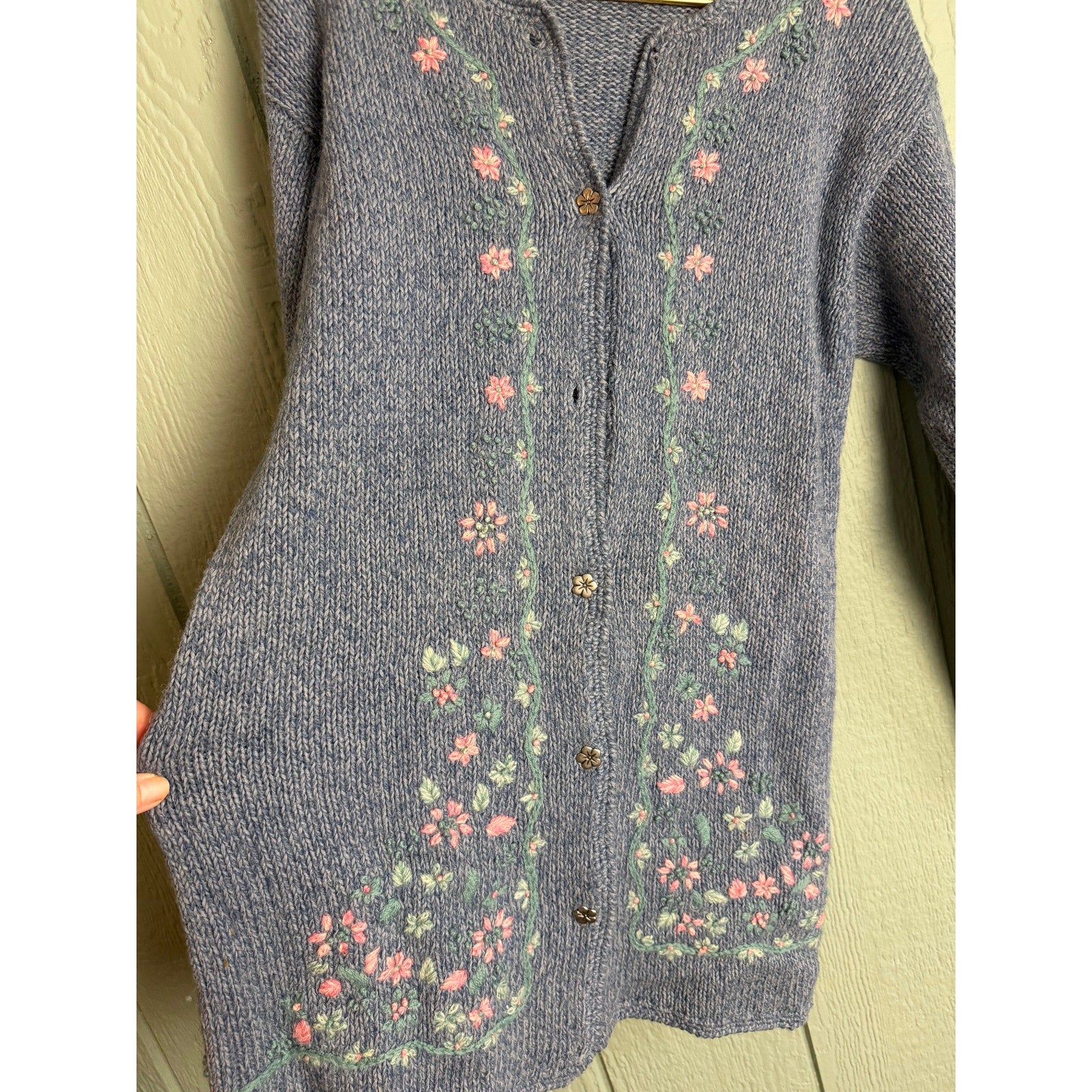 Vintage Northern Reflections Floral Embroidered Wool Cardigan Cottagecore | S/P