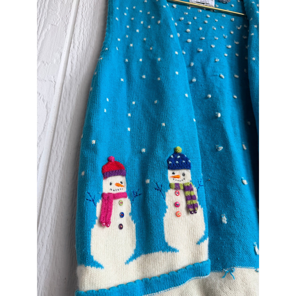 Vintage 90s Marisa Christina Snowman Sweater Vest Christmas Holiday Knit 2X