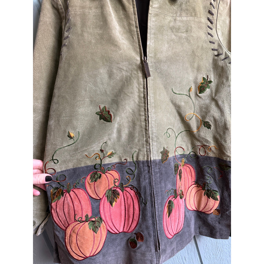 Vintage Suede Leather Fall, Autumn Zip Jacket, Women's XS
