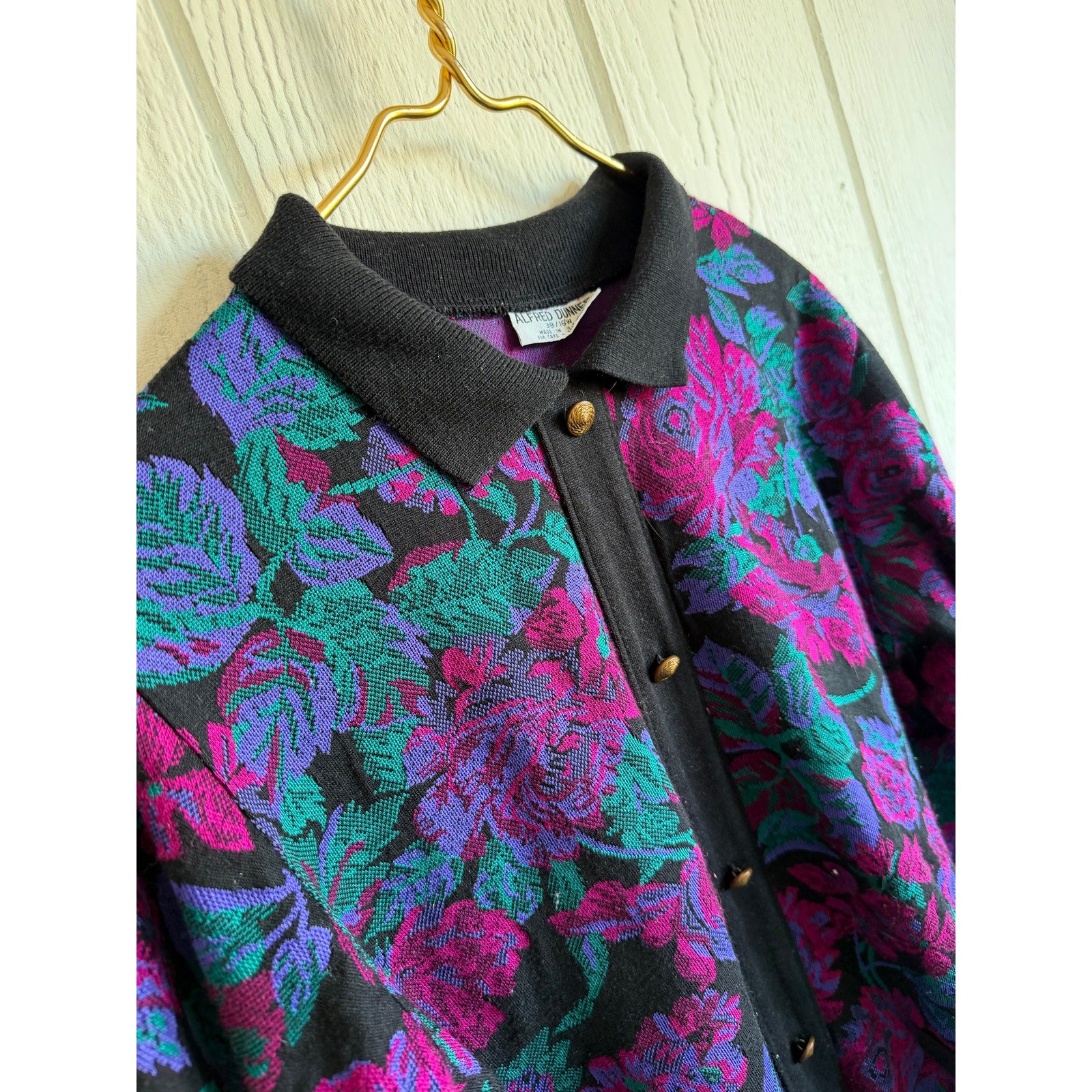 Vintage Alfred Dunner Floral Tapestry Jacket Sweater 80s 90s USA Womens 18W Plus