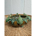 Vintage Studio Art Pottery Turtle Bowl Planter Applied Turtles Green Glaze
