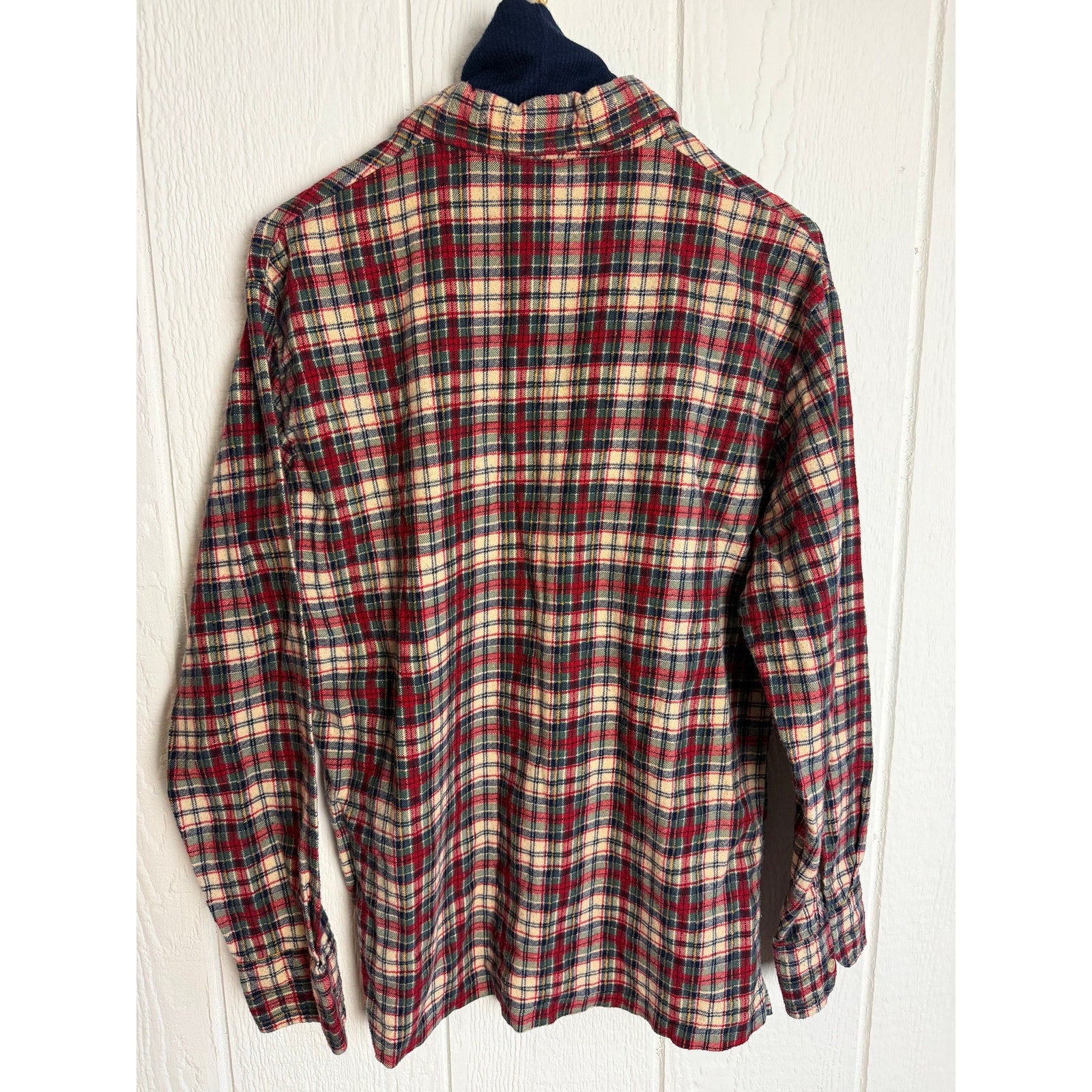 Vintage 90s Brubaker Plaid Mock Neck Layered Flannel Shirt Size M