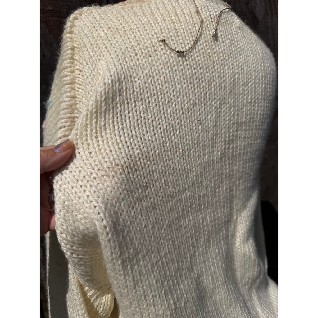 Vintage Hand Knit Floral Embroidered Sweater