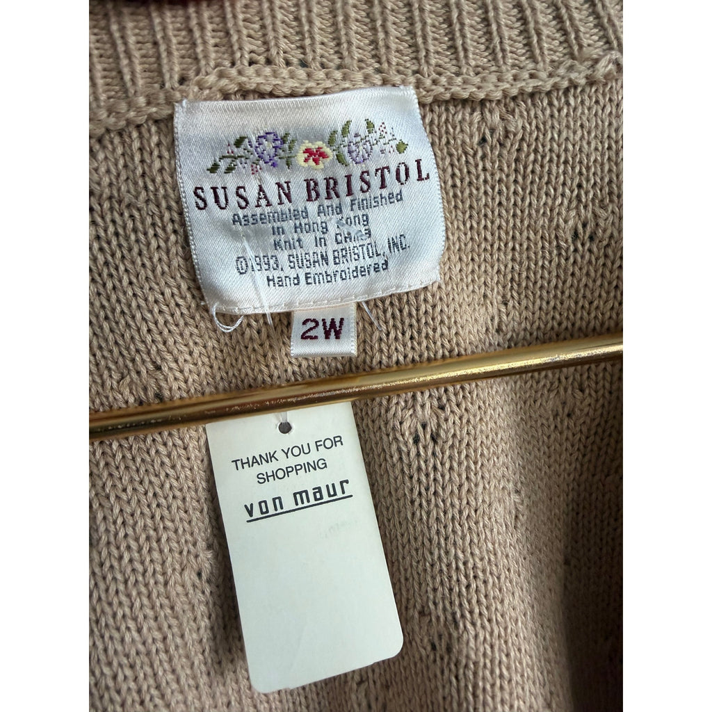 NWT Vintage 1992 Susan Bristol Beaded Floral Knit Vest Embroidered Cottagecore