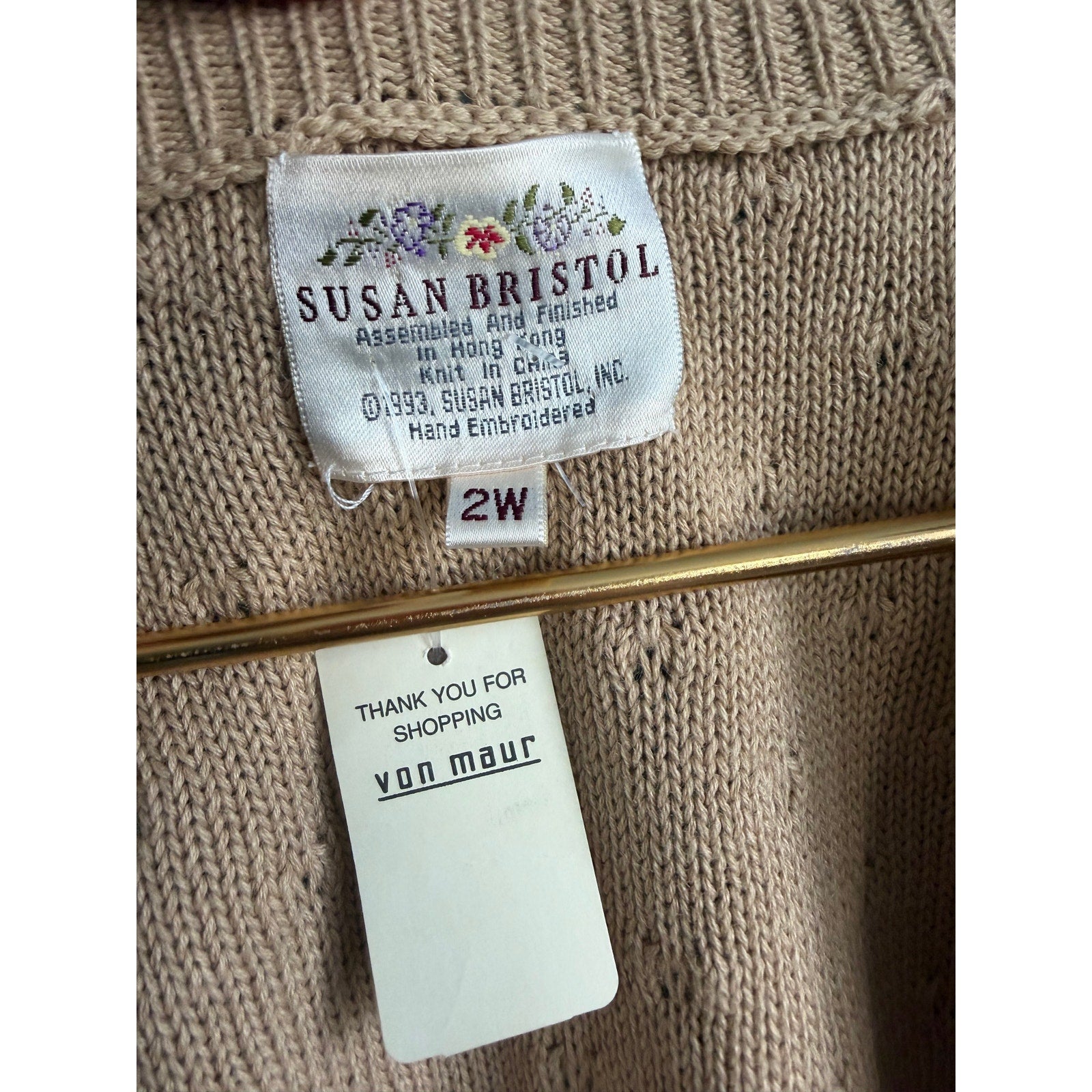 NWT Vintage 1992 Susan Bristol Beaded Floral Knit Vest Embroidered Cottagecore