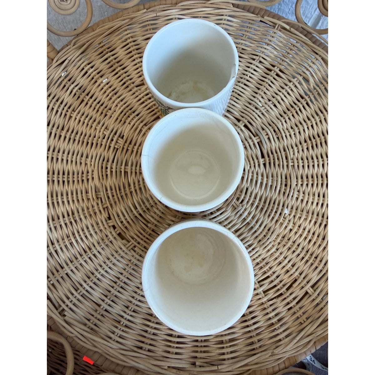 Vintage Ceramic Fruit Cups Set of 3 Strawberry Orange Apple Cottage Kitchen