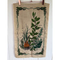 Vintage Botanical Herbs Linen Tea Towel Kitchen Wall Hanging Bay Rosemary Thyme