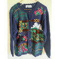 Vintage Cardigan Sweater Embroidered Horse Derby Floral Women’s 90s