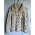 Vintage 70s Hand Made in Italy Wool Mohair Cable Knit Cardigan Sweater Ivory