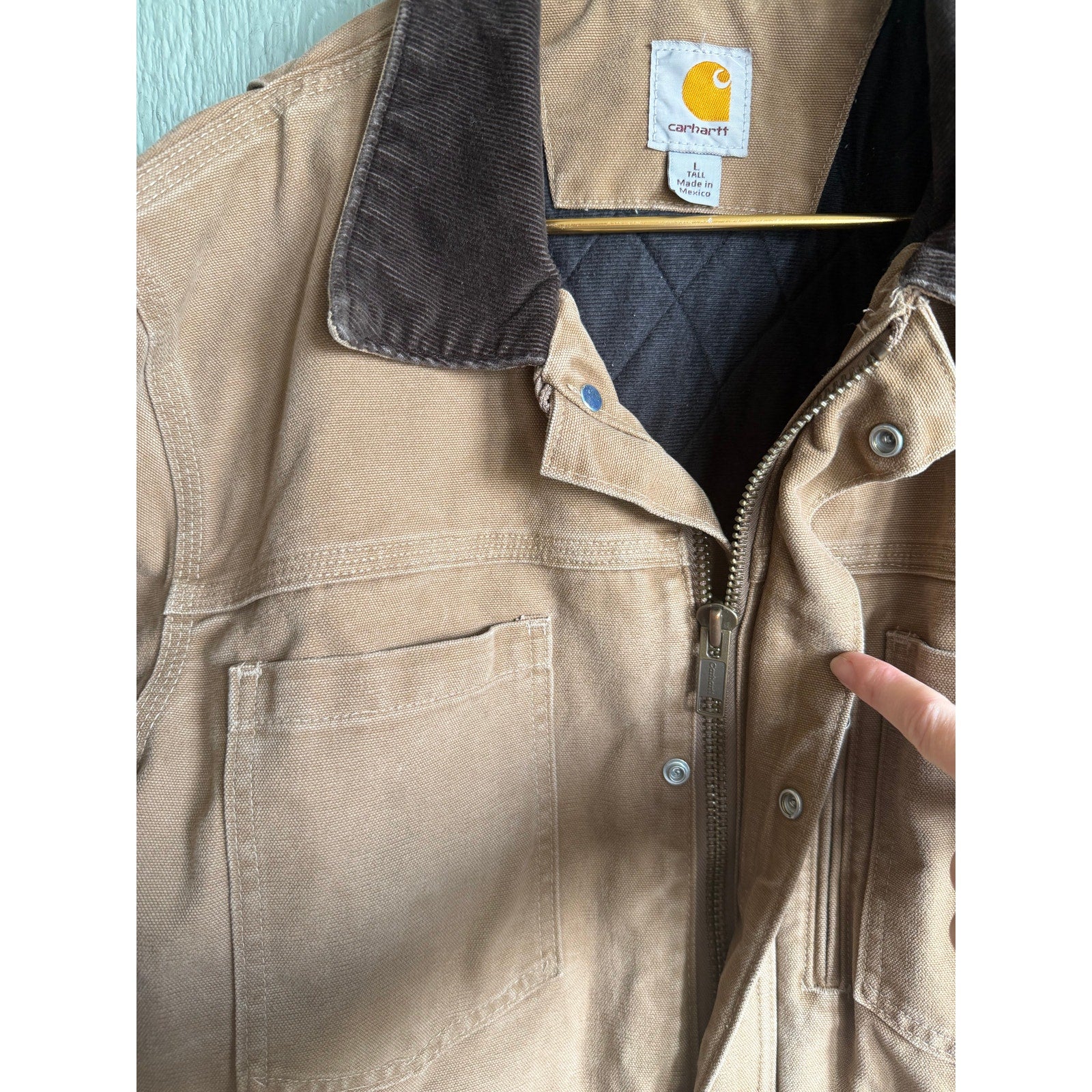 Rare Vintage 90s Carhartt Brown Quilt Lined Canyon Chore Jacket - Mens Large