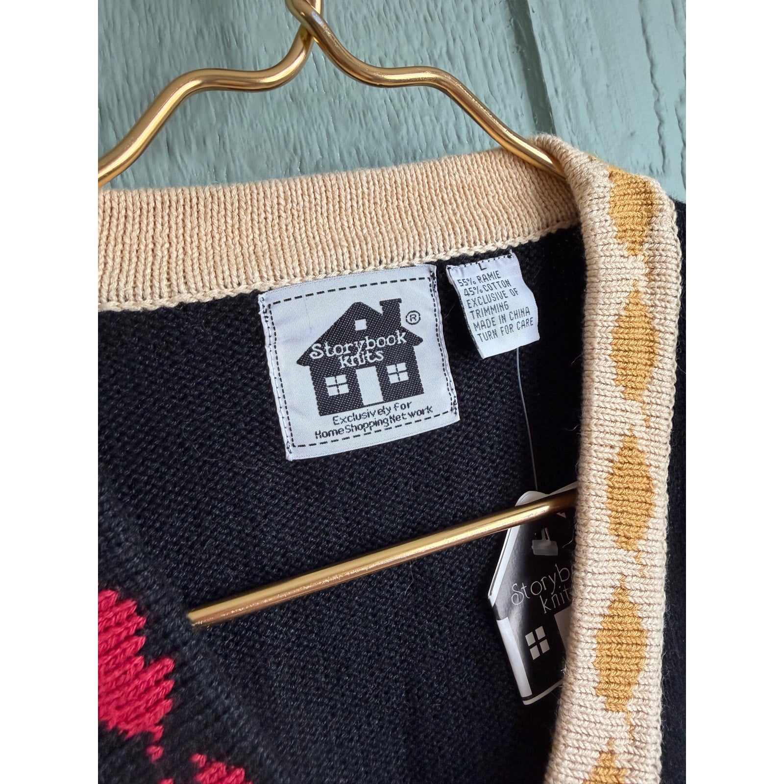 NWT Vintage Storybrook Knits Fall Animal Cardigan Leopard Fox Leaves Sweater L