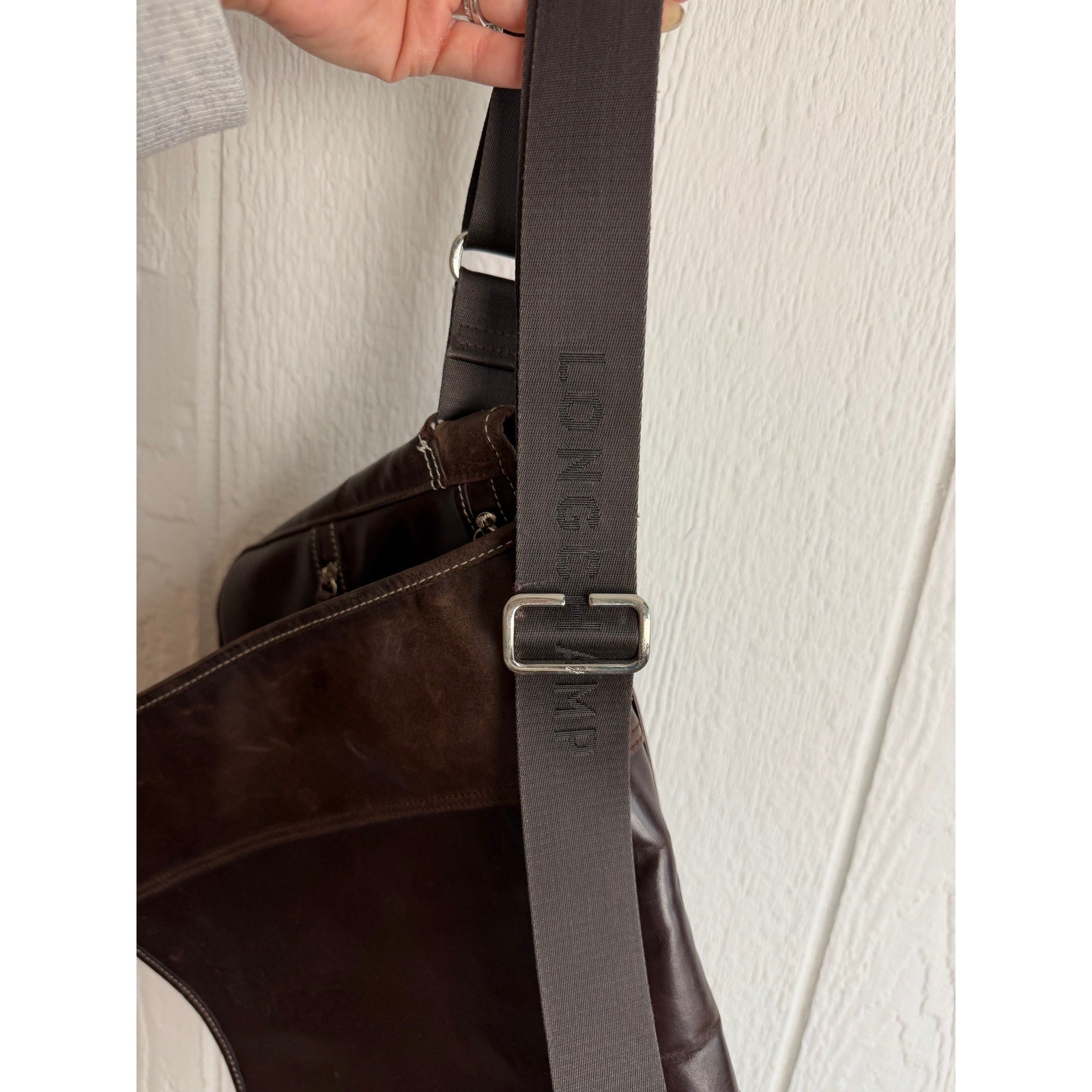 Vintage Longchamp Brown Leather Messenger Bag Crossbody Laptop Satchel France