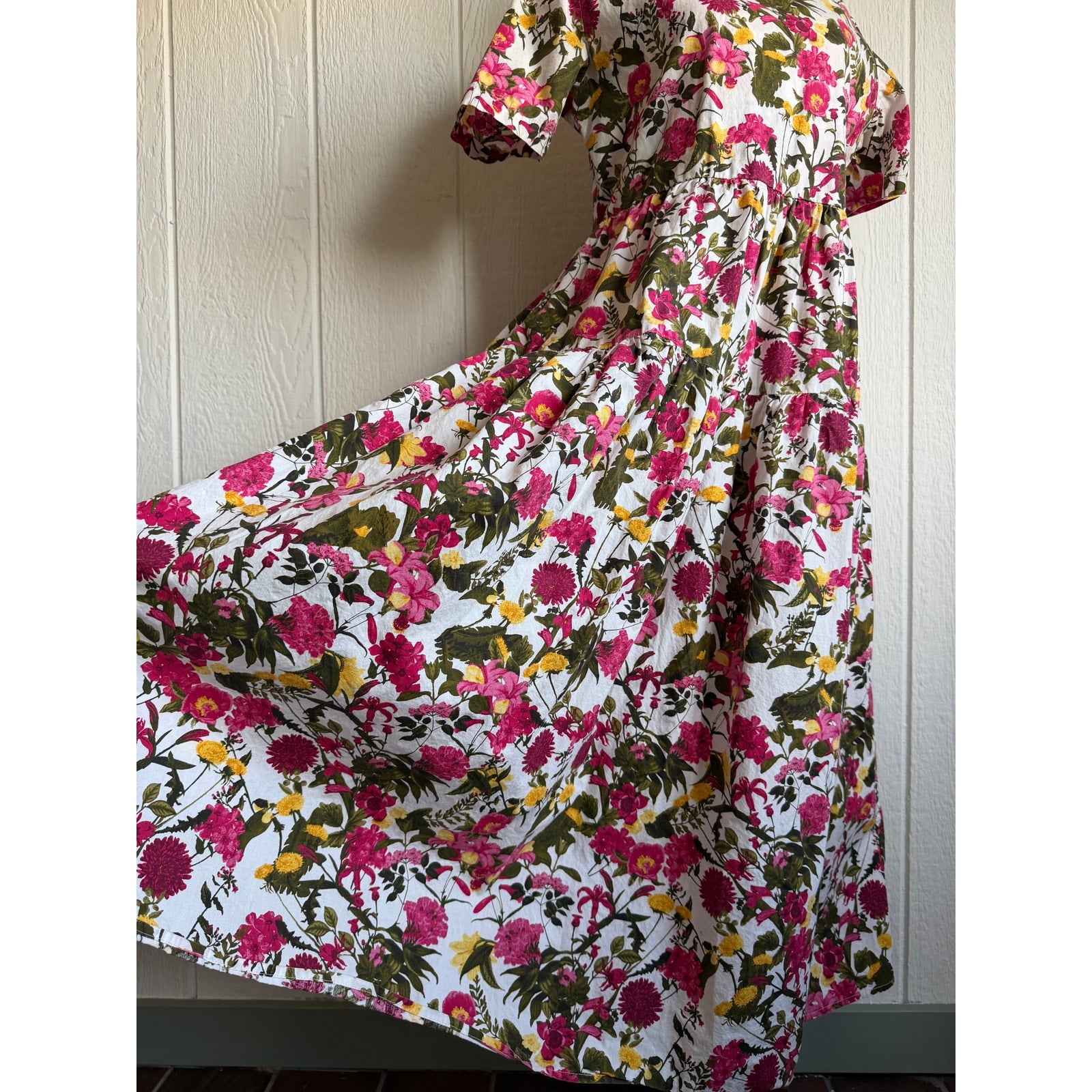 Vintage Floral Maxi Dress, 90s Boho Cottagecore, Medium