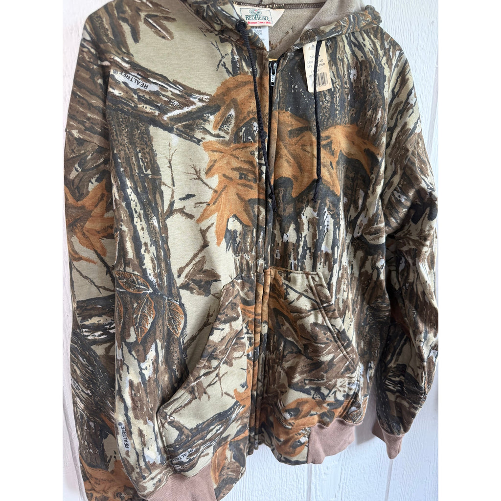 NWT Vintage Camo Made In USA Realtree Zip Up Redhead, Large