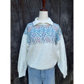Vintage 80s Pastel Floral Knit Collared Sweater, Small