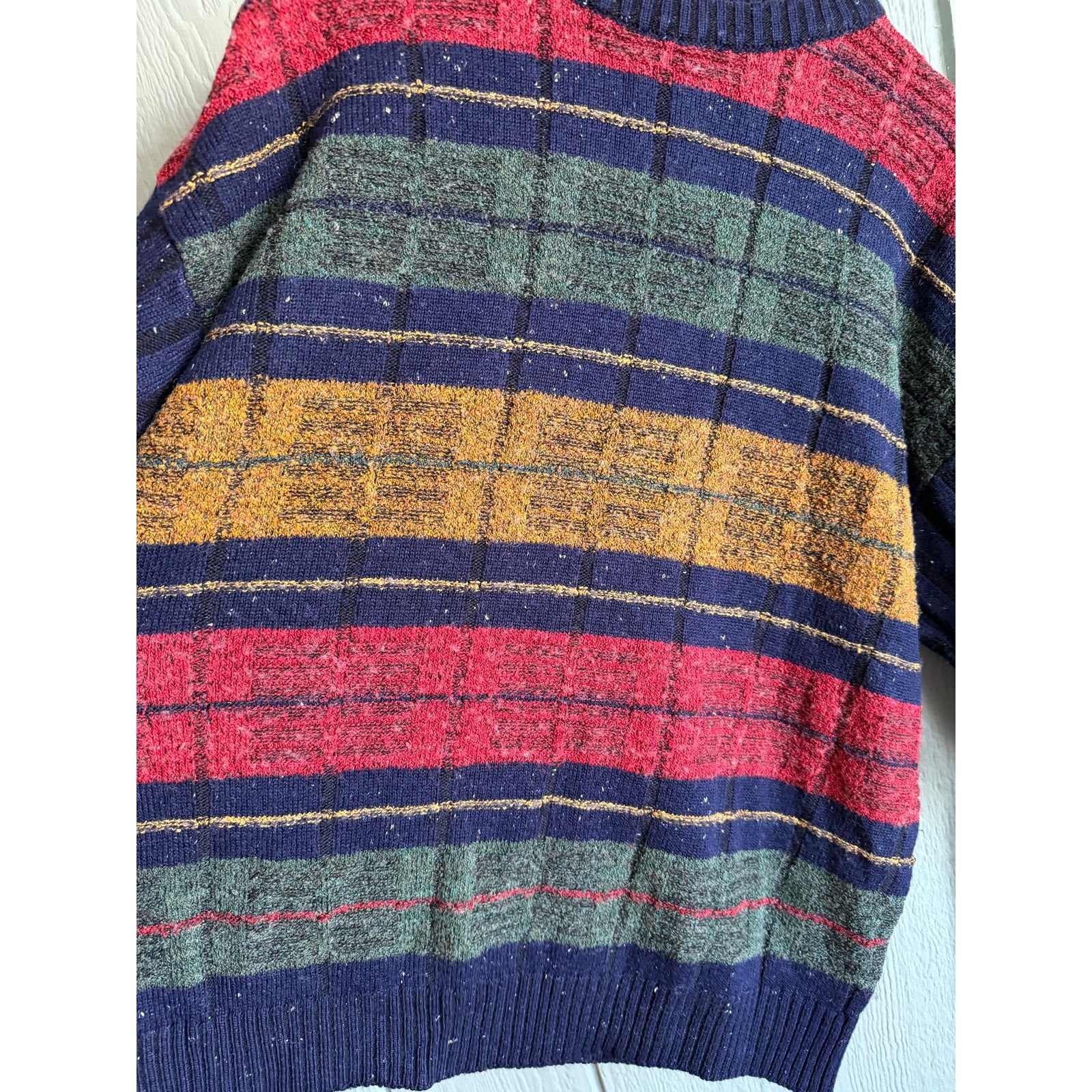 Vintage 90s Textured Stripe Knit Sweater – Globe Trotter, LG