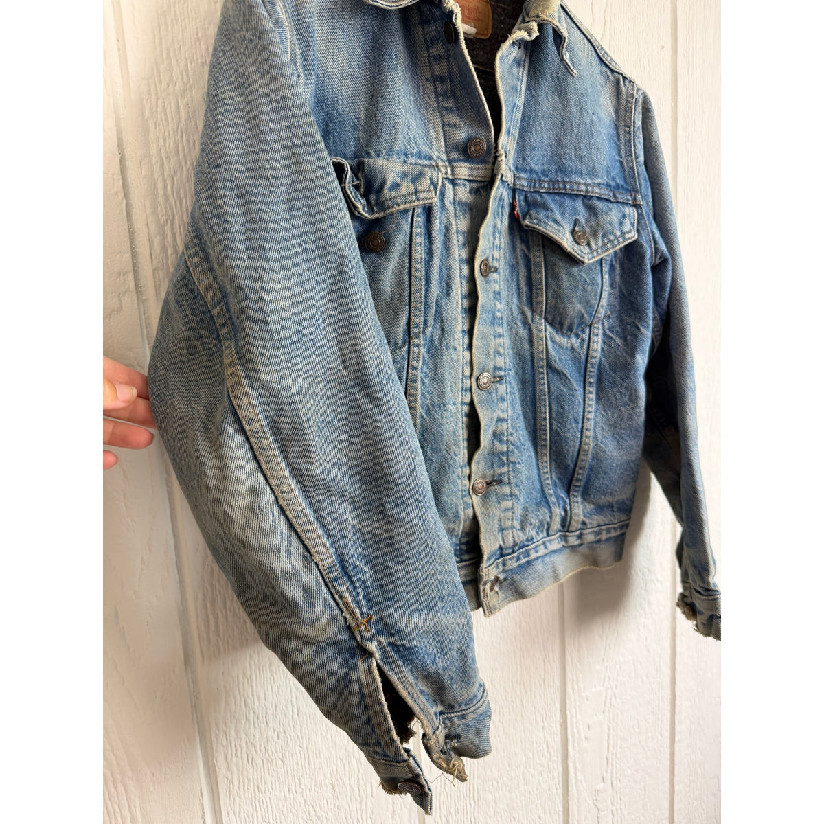 Vintage Levi's 70605 Blanket Lined Denim Trucker Jacket Made USA Distressed
