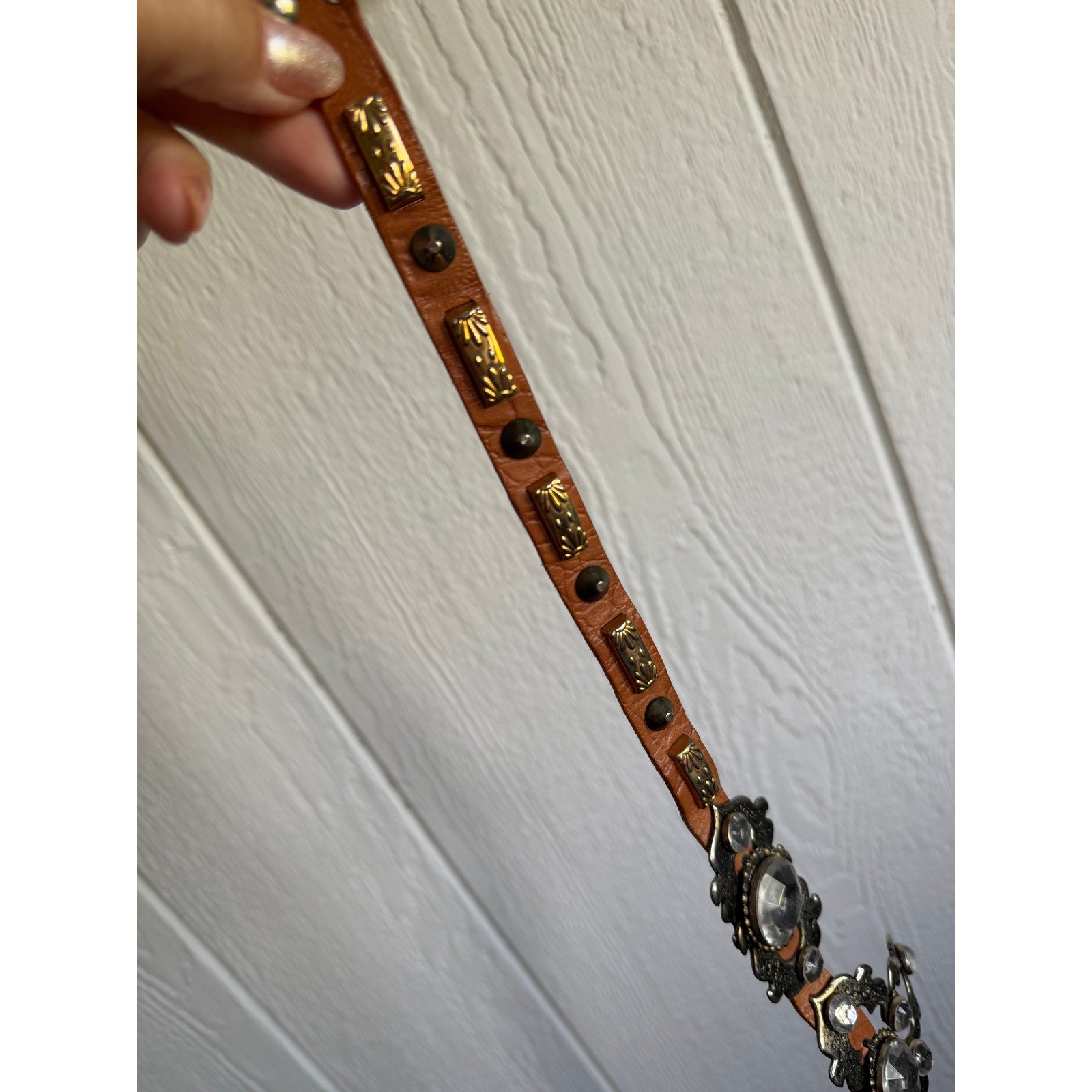 Vintage José Cotel Rhinestone Leather Belt
