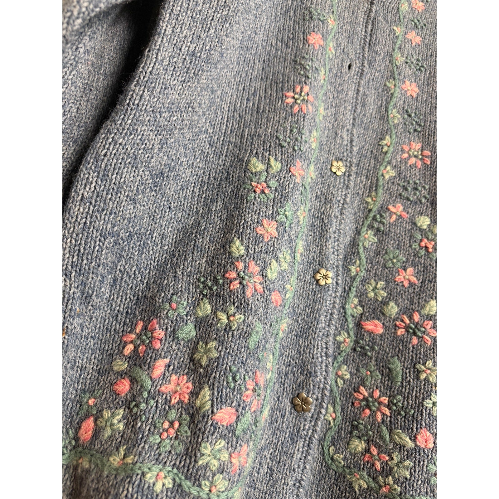 Vintage Northern Reflections Floral Embroidered Wool Cardigan Cottagecore | S/P