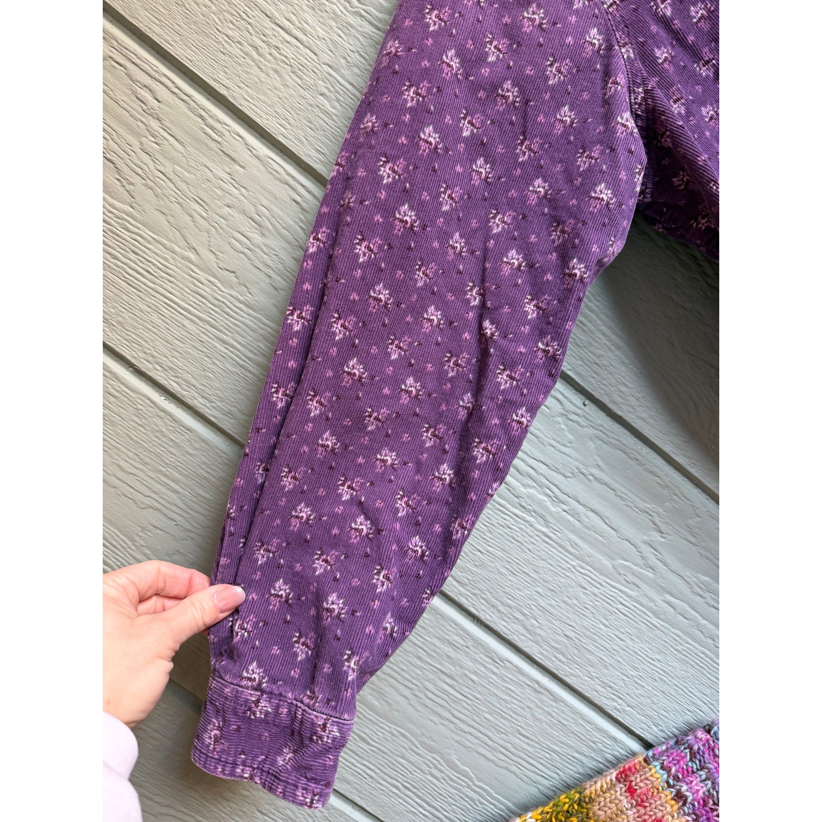 Vintage Tweety Bird Purple Corduroy Button Down Shirt Floral Looney Tunes 90s