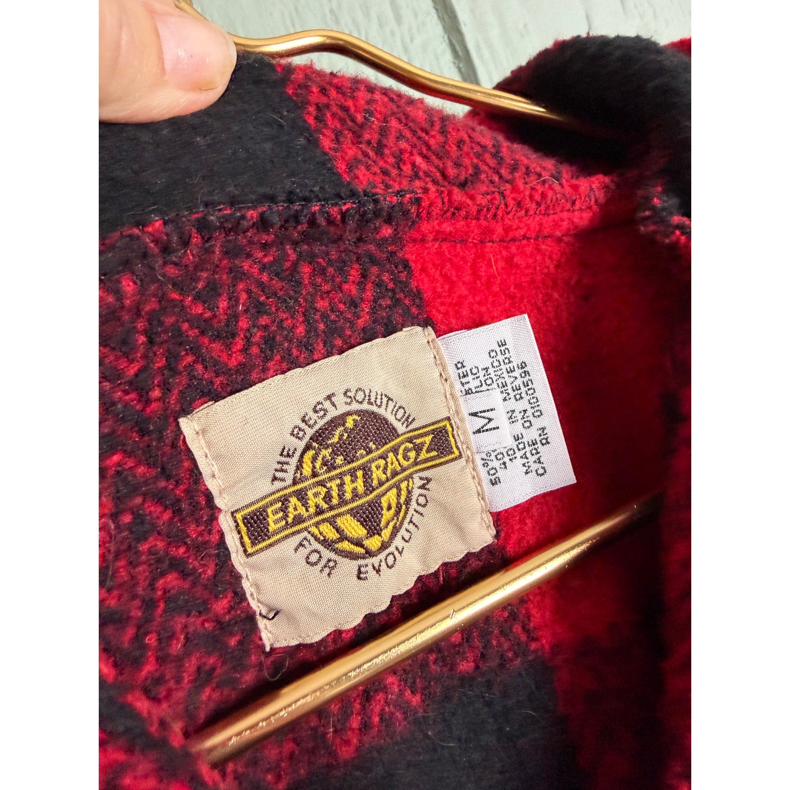 Vintage Earth Ragz Buffalo Plaid Hoodie Pullover Up North Minnesota Medium Y2K