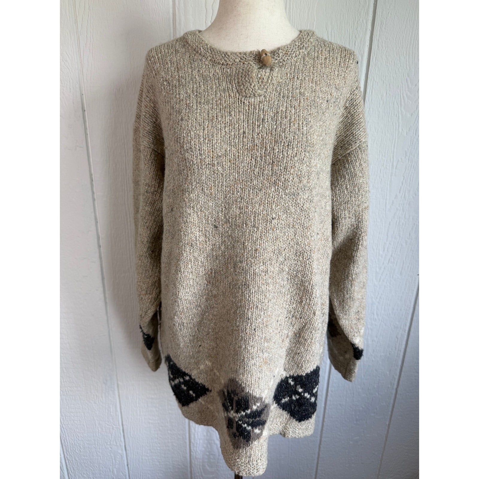 Vintage Woolrich Women's Wool Blend Toggle Sweater Nordic Pullover, XL