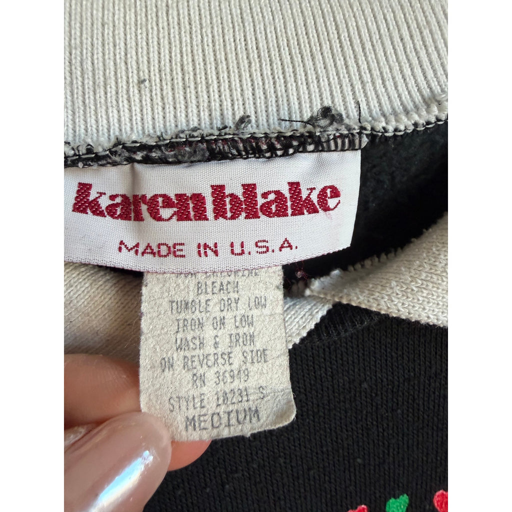 Vintage Karen Blake Christmas Sweatshirt Plaid Scottie Dogs Made in USA Medium