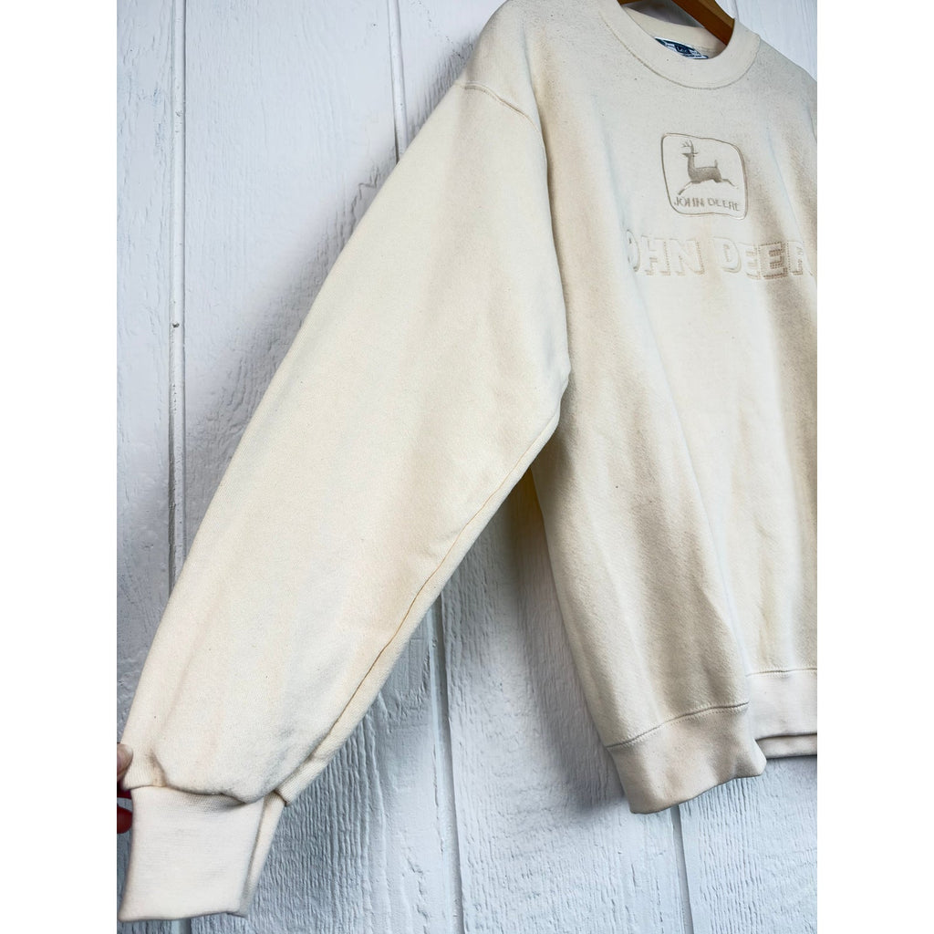 Vintage John Deere Lee Large Heavyweight Crewneck Sweatshirt Embroidered Logo