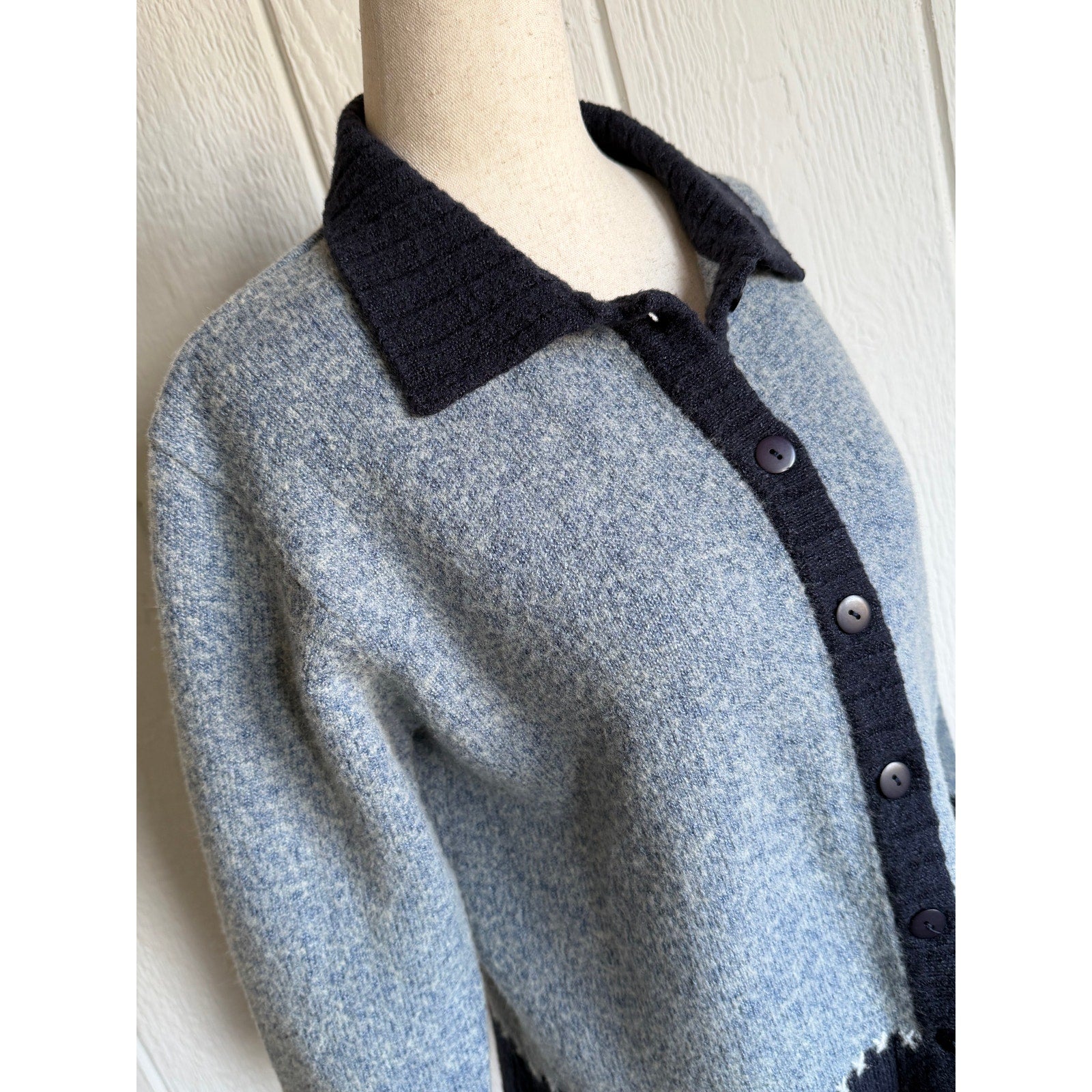 Vintage Wool Blend Collared Cardigan Petite Small Cottagecore 90s Small
