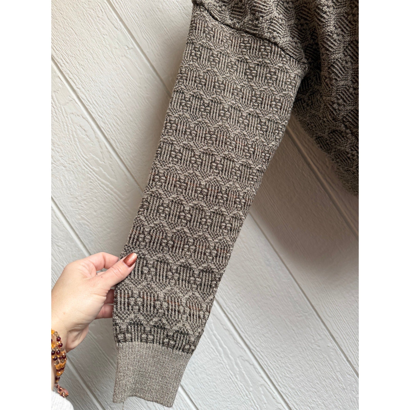 Vintage 90s Towncraft Textured Knit Sweater Size Large Neutral Crewneck