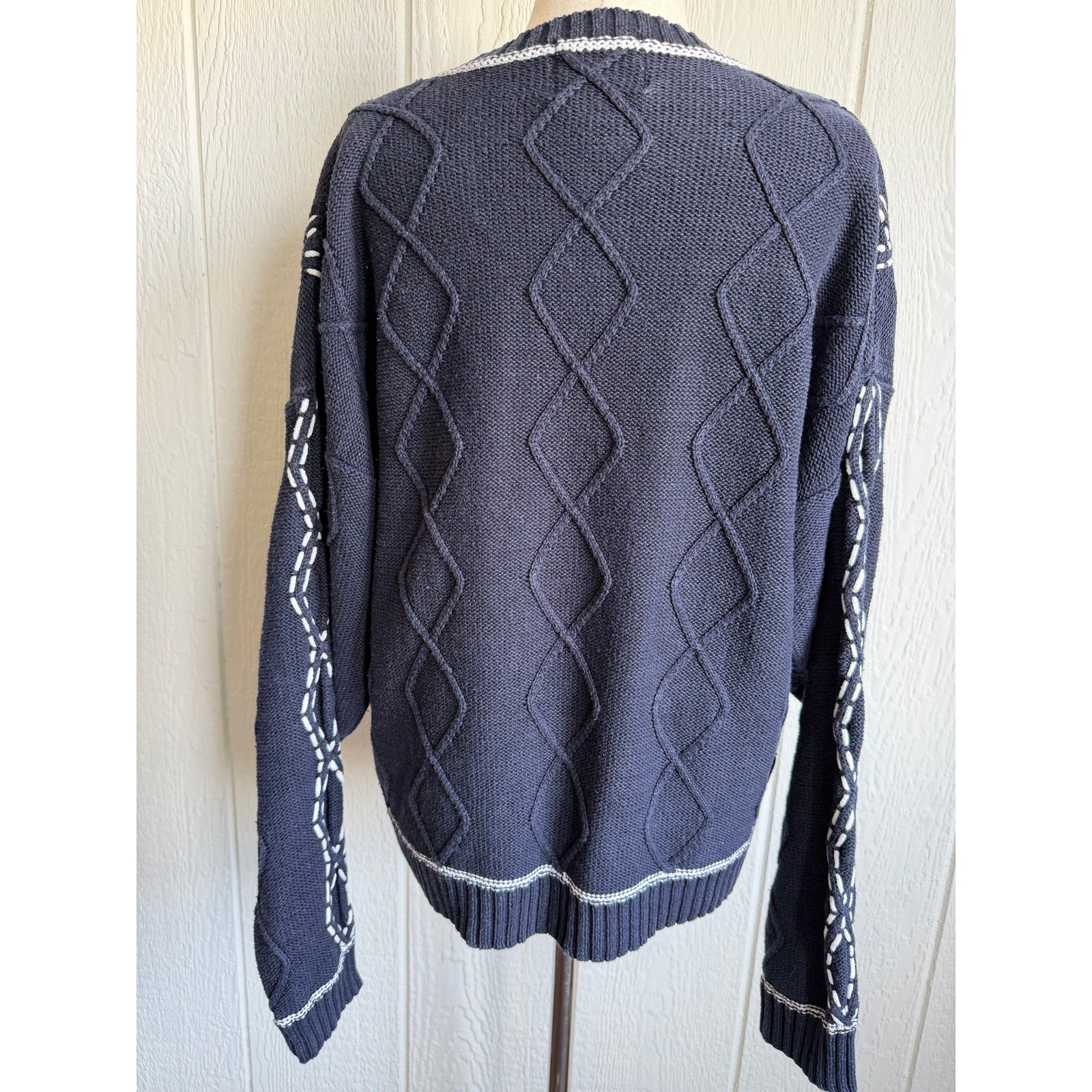 Vintage 90s Christopher & Banks Hand Embroidered Knit Sweater Size XL