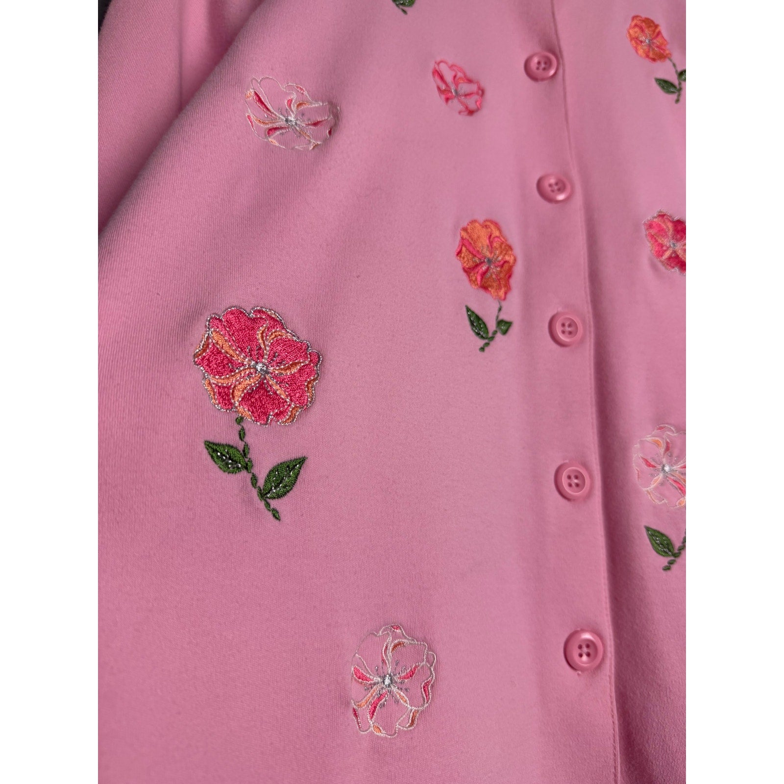 Vintage Breckenridge Petite Pink Embroidered Floral Cardigan | Cottagecore | PS