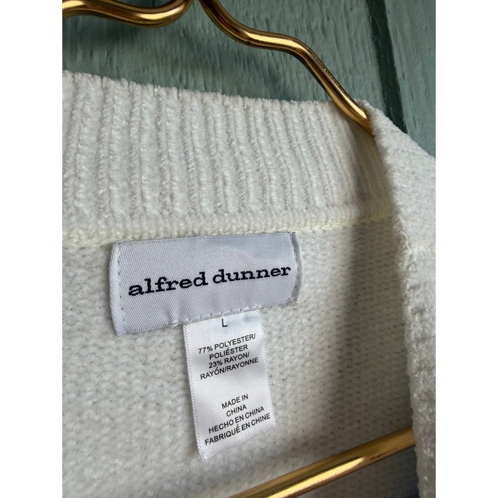 Vintage Alfred Dunner Fair Isle Fleece Sweater Ski Lodge Winter Pullover, Large