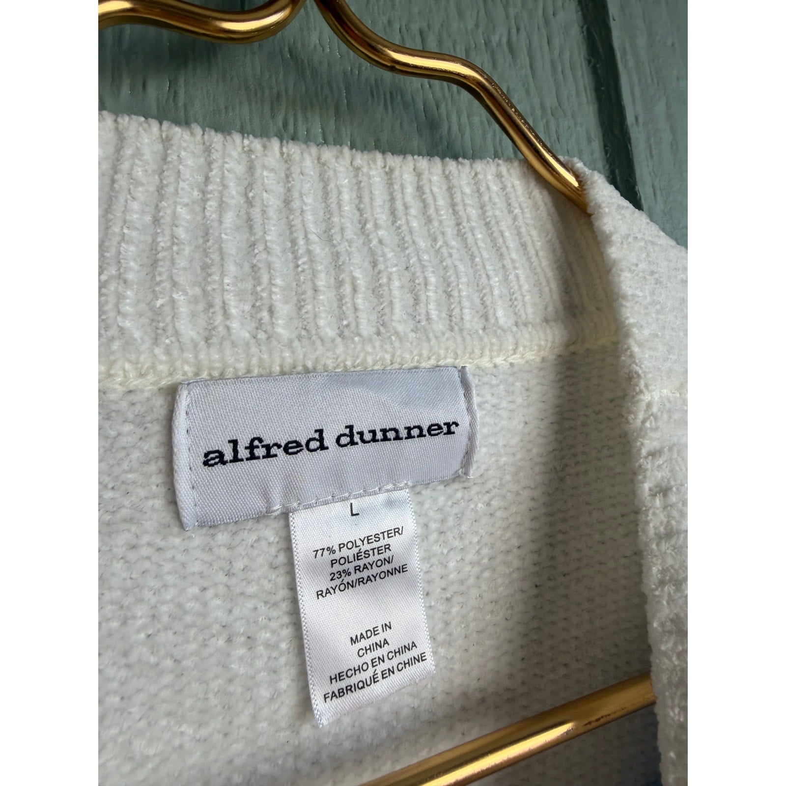 Vintage Alfred Dunner Fair Isle Fleece Sweater Ski Lodge Winter Pullover, Large