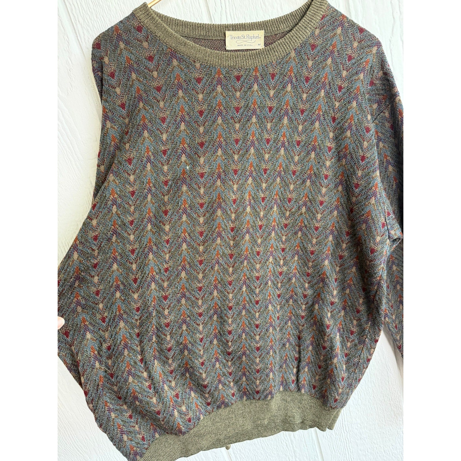 Vintage Tricots St. Raphael Grandpa Sweater, Medium USA Made