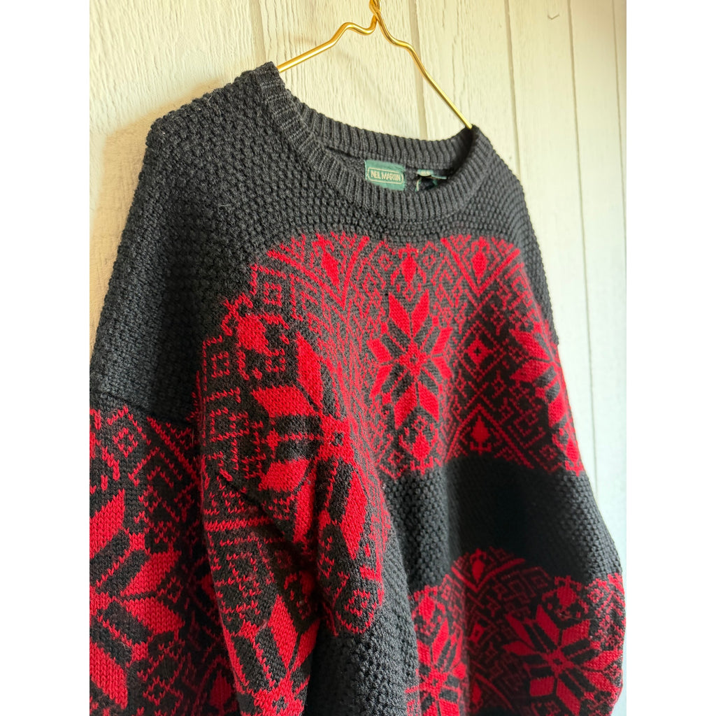 Vintage 90s Neil Martin Wool Sweater, XL Nordic Knit