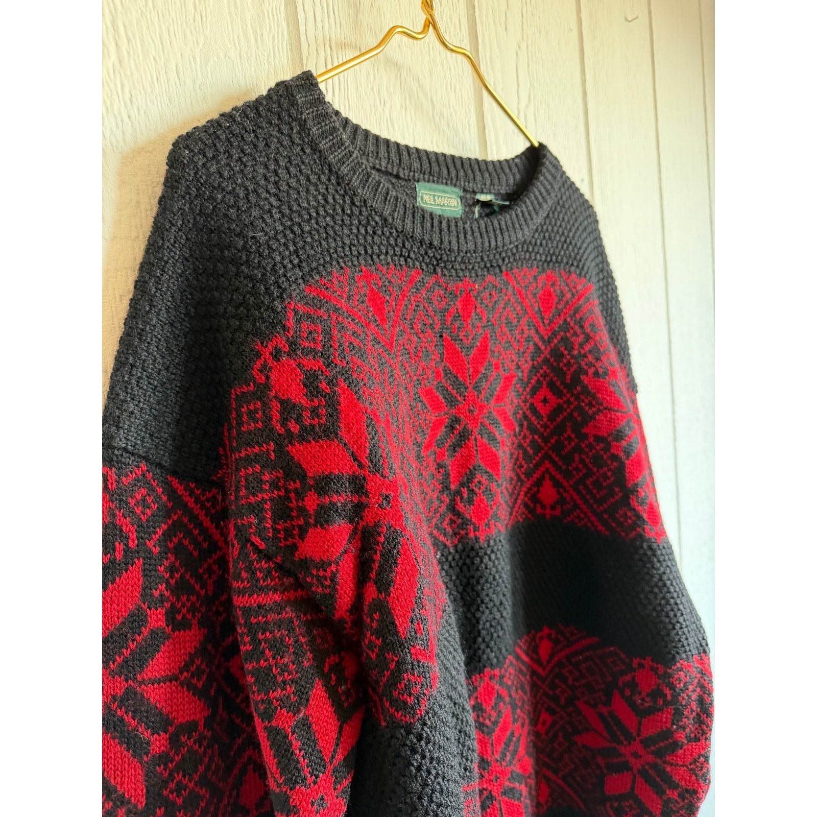 Vintage 90s Neil Martin Wool Sweater, XL Nordic Knit