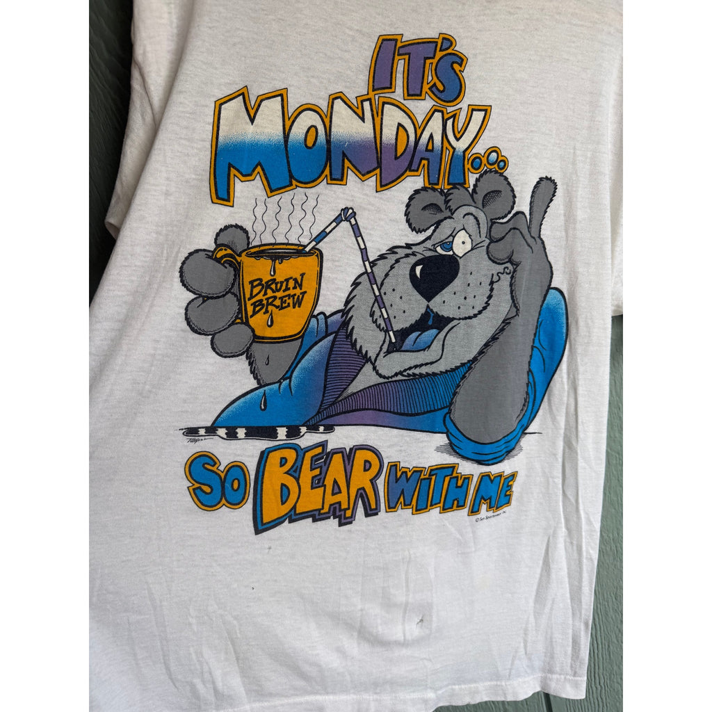 Vintage 80s Single Stitch Sun Sportswear Made In USA Wake Me Up Tee