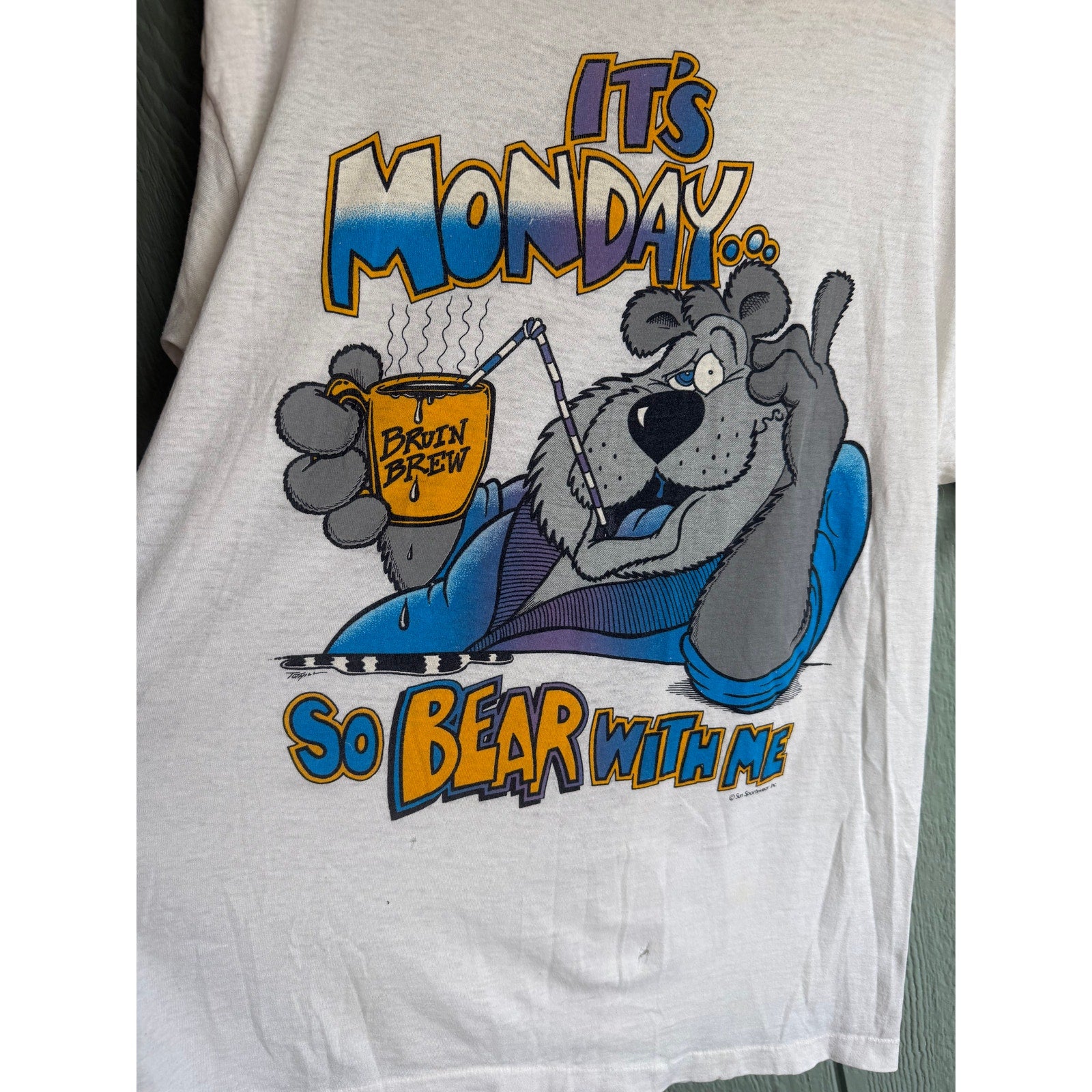 Vintage 80s Single Stitch Sun Sportswear Made In USA Wake Me Up Tee