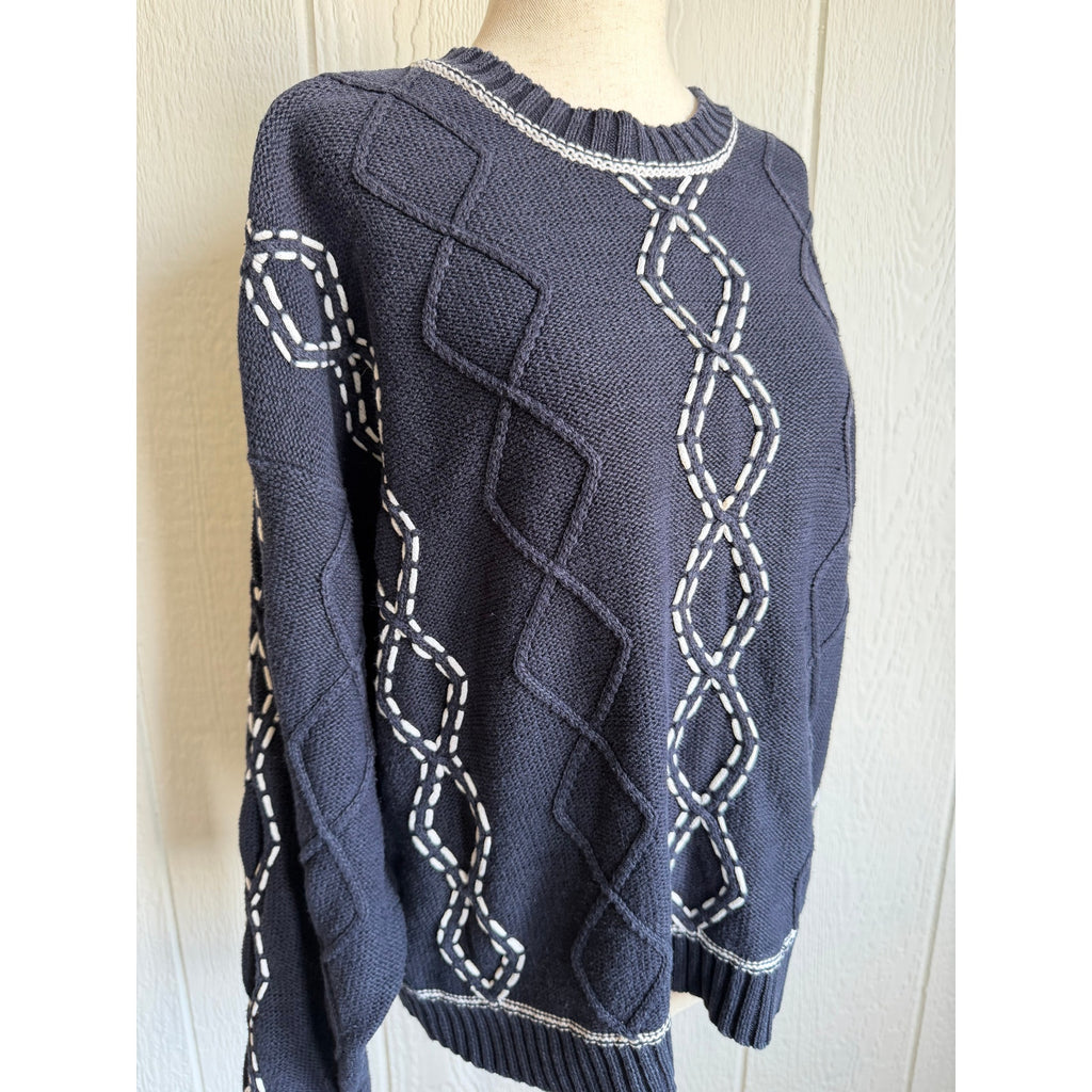 Vintage 90s Christopher & Banks Hand Embroidered Knit Sweater Size XL