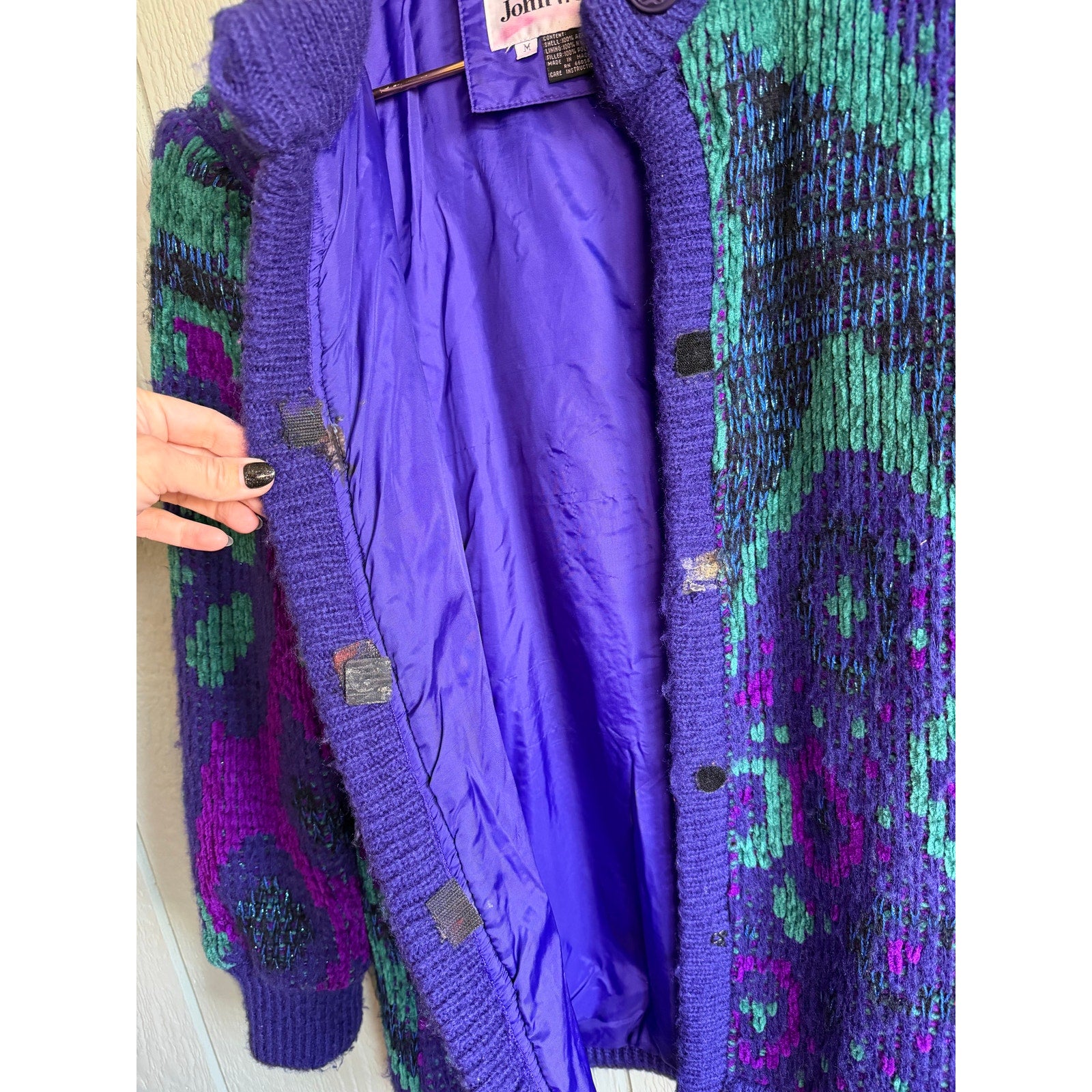 Vintage John Weitz Chunky Sparkle Funky Cardigan Sweater, Medium