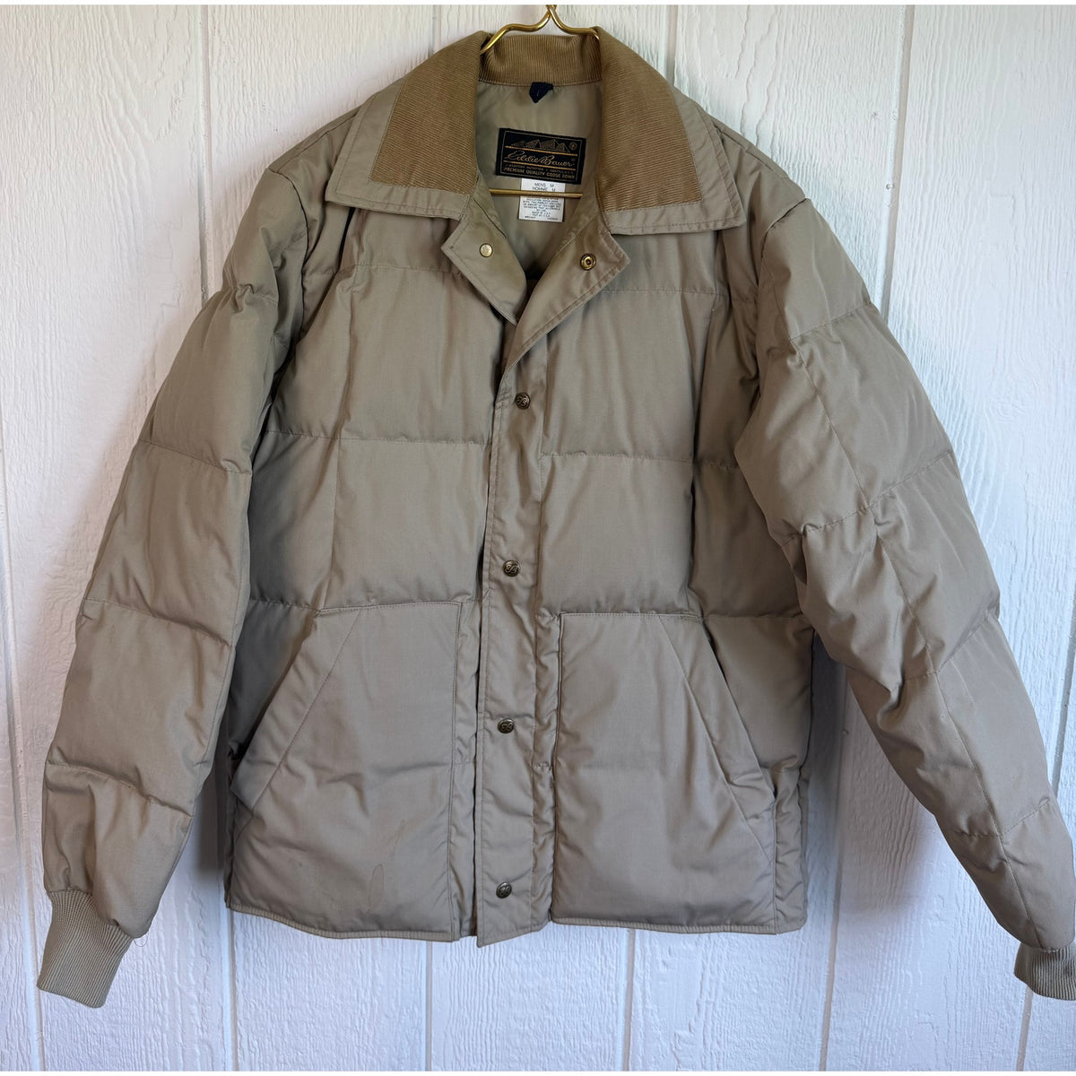 Vintage Eddie Bauer Goose Down Corduroy Collar Jacket Mens Medium Made In USA