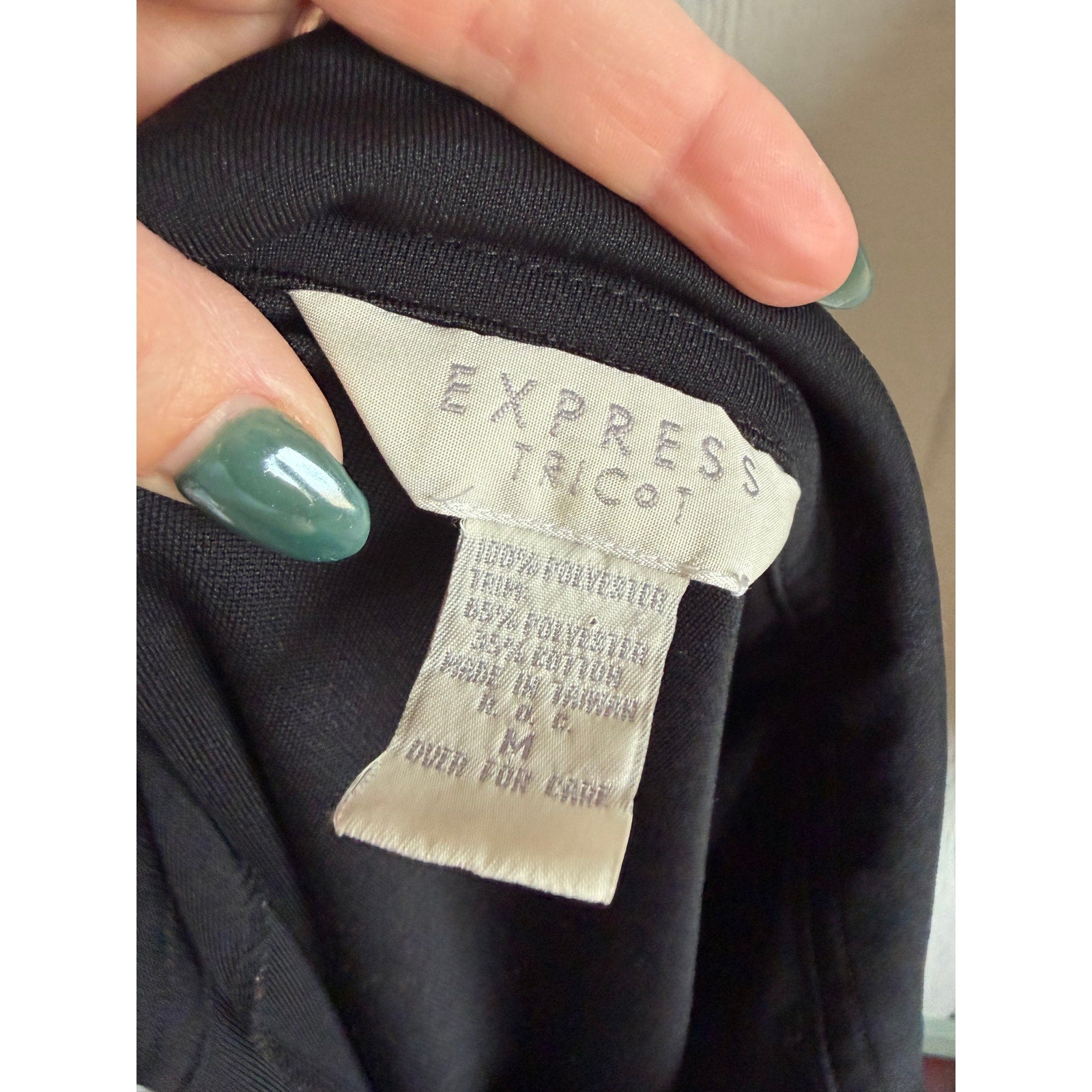 Vintage Express Tricot Stripe Polo Dress Black Retro Knit Mini Dress M Y2K