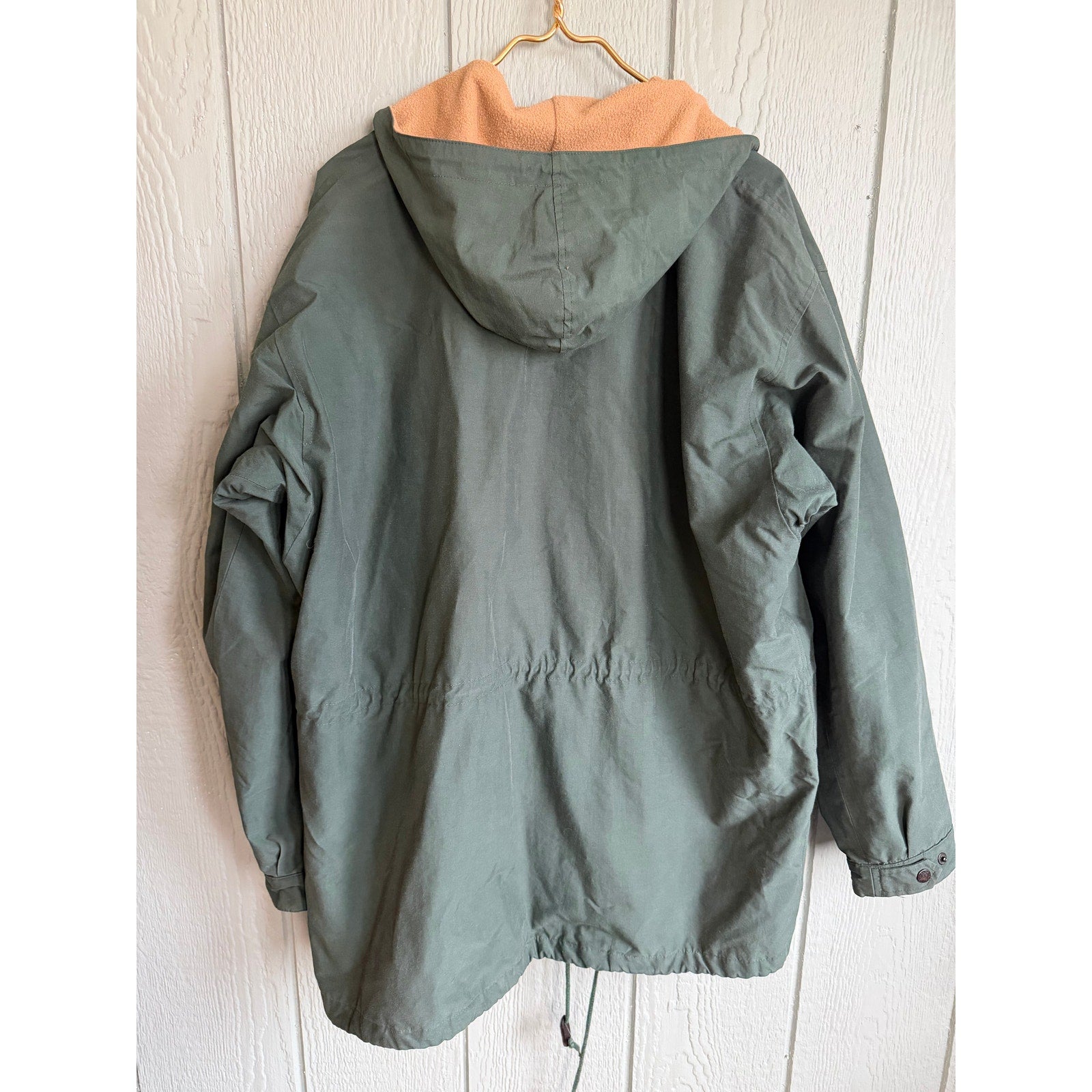 Vintage 90s Polo Sport Ralph Lauren Parka Jacket Green Tan Fleece Lined Men’s M