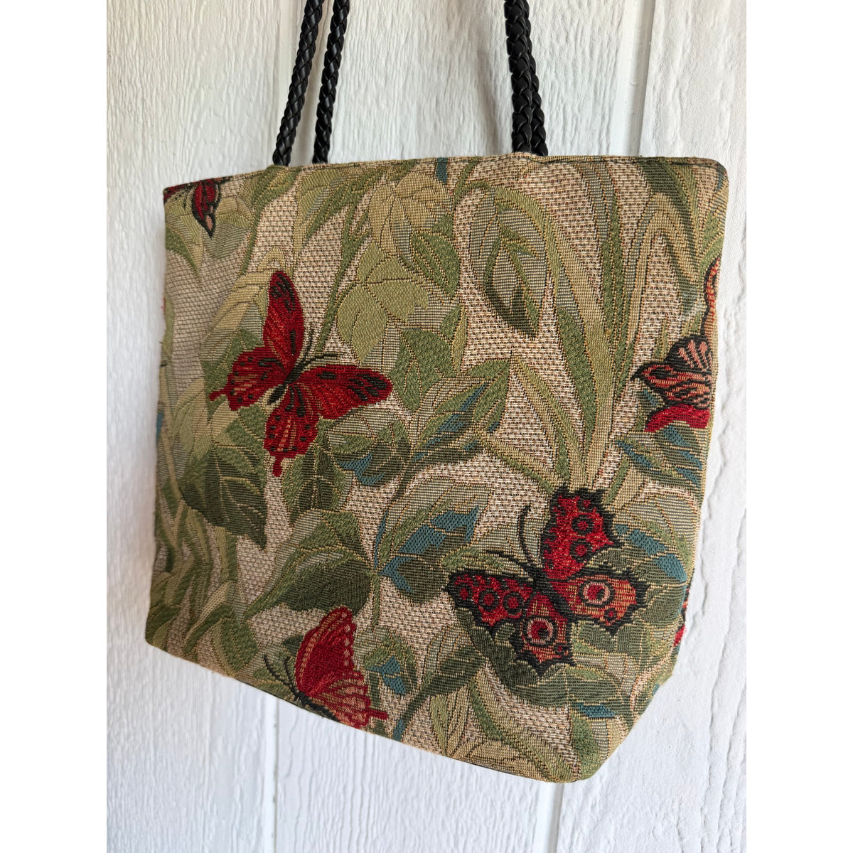 Vintage Tapestry Butterfly Floral Tote Shoulder Bag